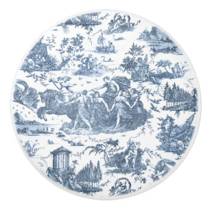  Frans Chariot Dawn Toile de Jouy-Blue Keramische Knop