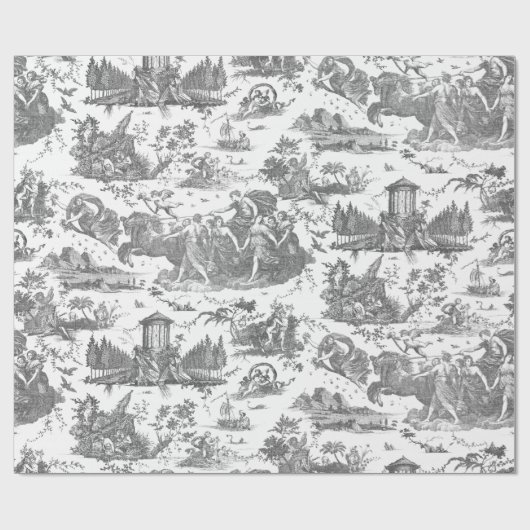 Frans Chariot Dawn Toile de Jouy-Grey Cadeaupapier (Vlak)
