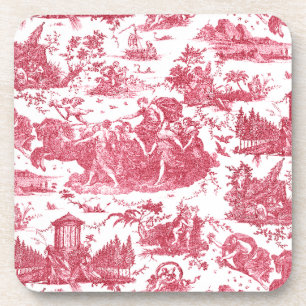  Frans Chariot Dawn Toile de Jouy-Red Bier Onderzetter