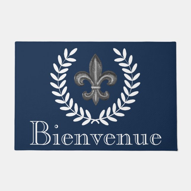 Frans Chateau Fleur De Lis & Laurels Bienvenue Deurmat (Voorkant)