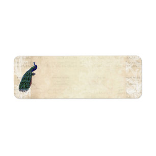  Frans Chic Blue Peacock-adreslabel Etiket