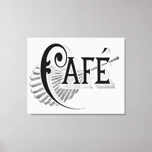 Frans Chic Cafe Logo Wall Art Canvas Afdruk