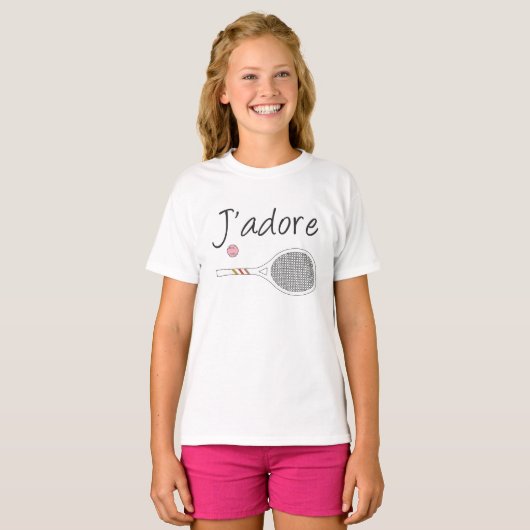 Frans Chic J-adore Tennis Player Design T-shirt (Voorkant volledig)