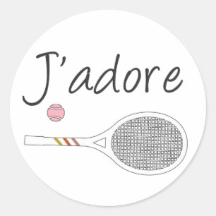 Frans Chic J-adore Tennis Player Retro Design Ronde Sticker