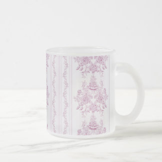 Frans chic, roze, toile, floral, patroon, Victoria Matglas Koffiemok