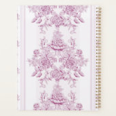 Frans chic, roze, toile, floral, patroon, Victoria Planner (Achterkant)