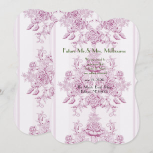 Frans chic, roze, toile, floral, patroon, Victoria Save The Date