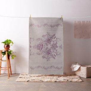 Frans chic, roze, toile, floral, patroon, Victoria Stof