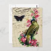  Frans Chic Spring Bird Collage Briefkaart (Voorkant / Achterkant)
