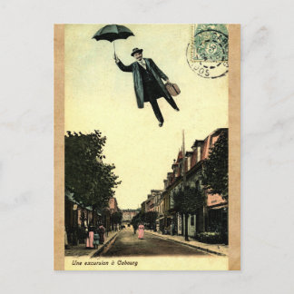  Frans Chic Umbrella Flying Man Briefkaart