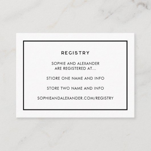 Frans Chique minimale Monochrome bruiloft register Informatiekaartje (Voorkant)