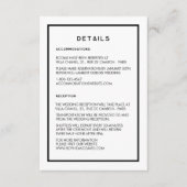 Frans chique minimale zwart & wit bruiloft details informatiekaartje (Voorkant)