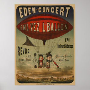 Frans circus Poster van twee artiesten in luchtsch