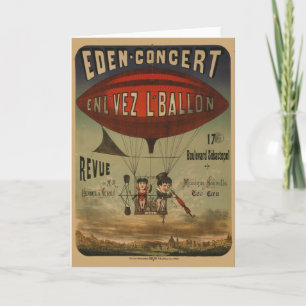 Frans circus Poster van twee artiesten in luchtsch Kaart