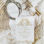 Frans Classic Elegant Goud Bloemen Bruiloft Kaart