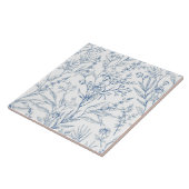 Frans Cottage Blauw en wit Floral Tegeltje (Zijkant)