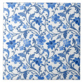 Frans Cottage Marine Blauw Bloemen Tegeltje (Voorkant)