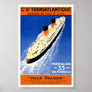  Frans cruiseschip Transatlantique Travel Poster