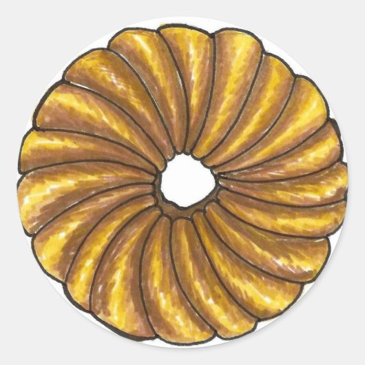 Frans Cruller Twist Breakfast Donut Doughnut Ronde Sticker (Voorkant)