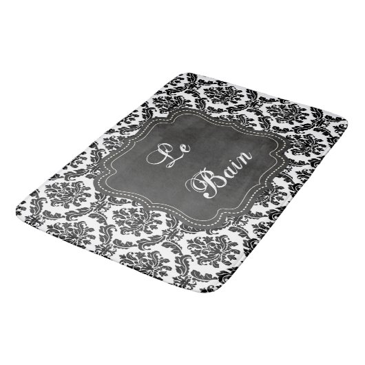 Frans Damasontwerp zwart-wit Bath Mat (Gekanteld)
