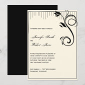 Frans Deco Roos Zwart Cream Bruiloft Uitnodiging (Voorkant / Achterkant)