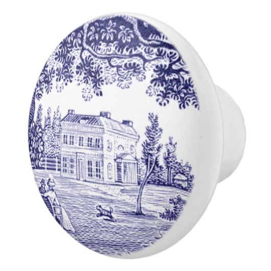 Frans Decor Blue Toile Keramische Knop (Rechts)