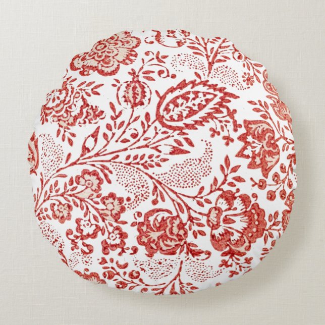 Frans Decor Red Toile Rond Kussen (Voorkant)