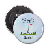 Frans design - Eiffeltoren in Parijs Cheers! Button Flesopener (Voorkant)
