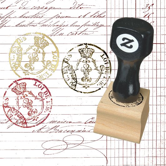Frans Document Seal with Crown and Fleur de lis Rubberstempel