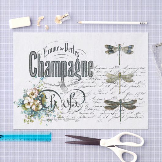 Frans Dragonfly Champagne Weefselpapier Tissuepapier (Craft)