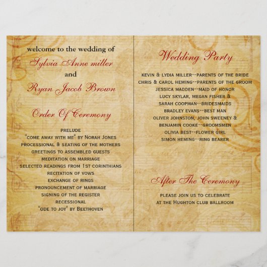 Frans Eiffel tower red folded Wedding Programme (Achterkant)