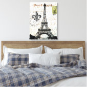 Frans Eiffeltoren uitgerekt canvas Afdruk (Insitu (Slaapkamer))