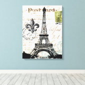 Frans Eiffeltoren uitgerekt canvas Afdruk (Insitu (Houten vloer))