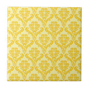 Frans Empire Damask in Yellow en Cream Tegeltje