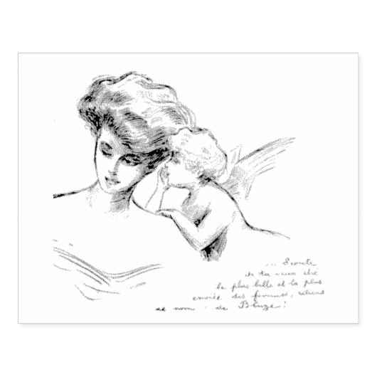 Frans Engel Vrouw Frans Script Rubberstempel (Afrduk)