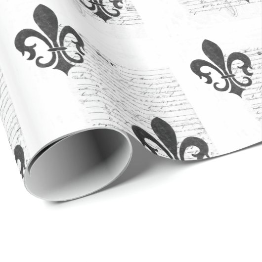  Frans Ephemera B & W Fleur De Lis Cadeaupapier (Rol Hoek)