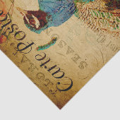 Frans Ephemera Blue Peacock Roos Floral Decoupage Tissuepapier (Detail)