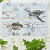 Frans Ephemera Fish Zee Turtle Kitchen Towel Theedoek (Gevouwen)