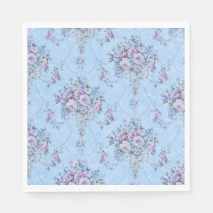 Frans Europees Blauw Wit Victoriaans Stijl Bloemen Servet