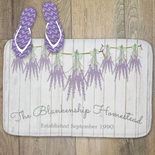 Frans Farmhouse Lavender Bundles Green Bow Badmat