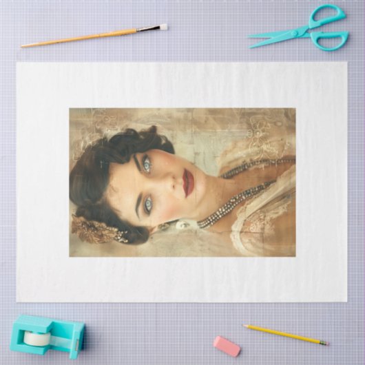  Frans Flapper Lady Decoupage Tissuepapier (Craft)