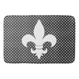 Frans Fleur de Lis Black en White Pattern Badmat