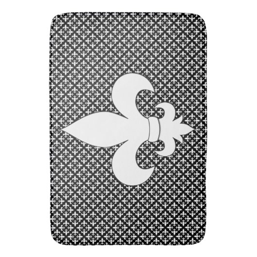 Frans Fleur de Lis Black en White Pattern Badmat (Voorkant Verticaal)