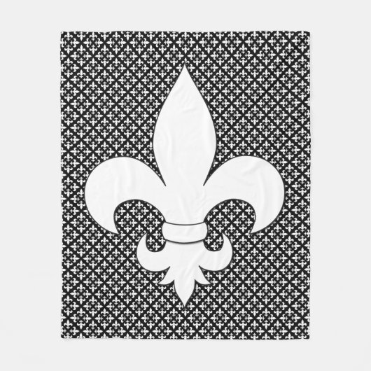 Frans Fleur de Lis Black en White Pattern Fleece Deken (Voorkant)