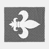 Frans Fleur de Lis Black en White Pattern Fleece Deken (Voorkant (Horizontaal))