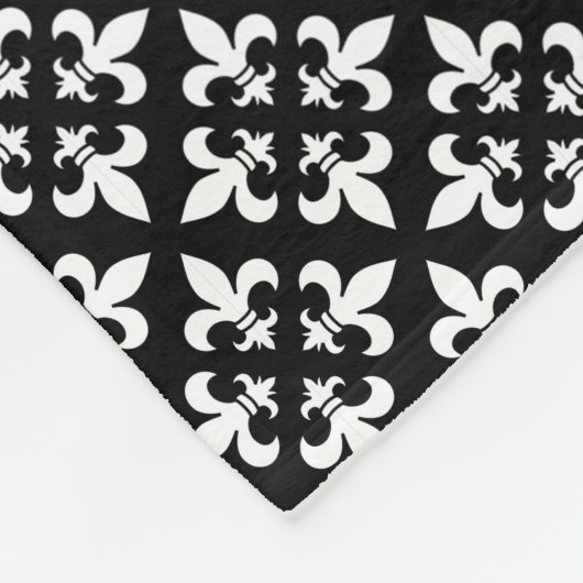 Frans Fleur de Lis Black en White Pattern Fleece Deken (Hoek)