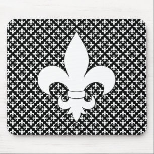 Frans Fleur de Lis Black en White Pattern Muismat
