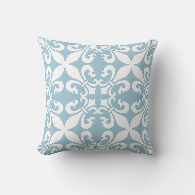 Frans Fleur de Lys Pattern Blue Kussen (Voorkant)