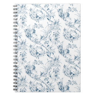 Frans Floral Fantasy Toile-Black notebook Notitieboek