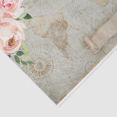 Frans Floral Roos Oude Wereldkaart Ontkoppeling Tissuepapier (Detail)